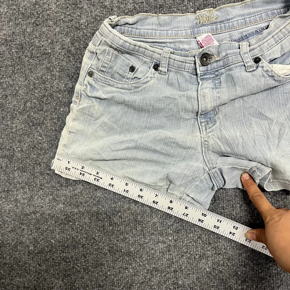 Justice Denim Shorts Girls Size 12 Light Wash Low Fit Casual Pinstripe Stretch